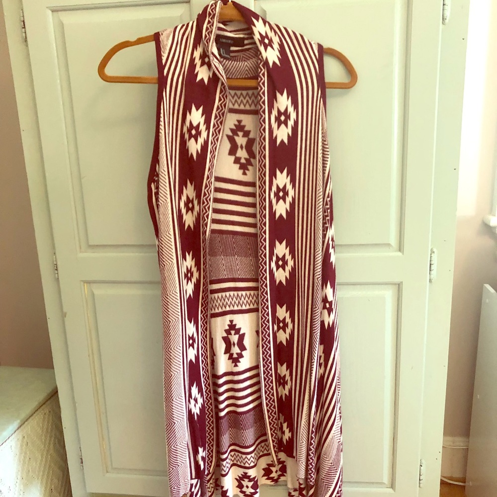 Long Aztec print asymmetrical vest